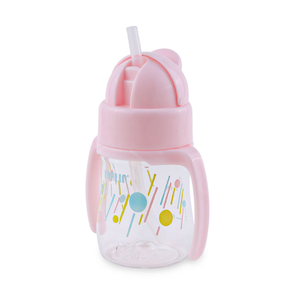 STRAW DRINKING CUP W/HANDLE 150ML-PINK