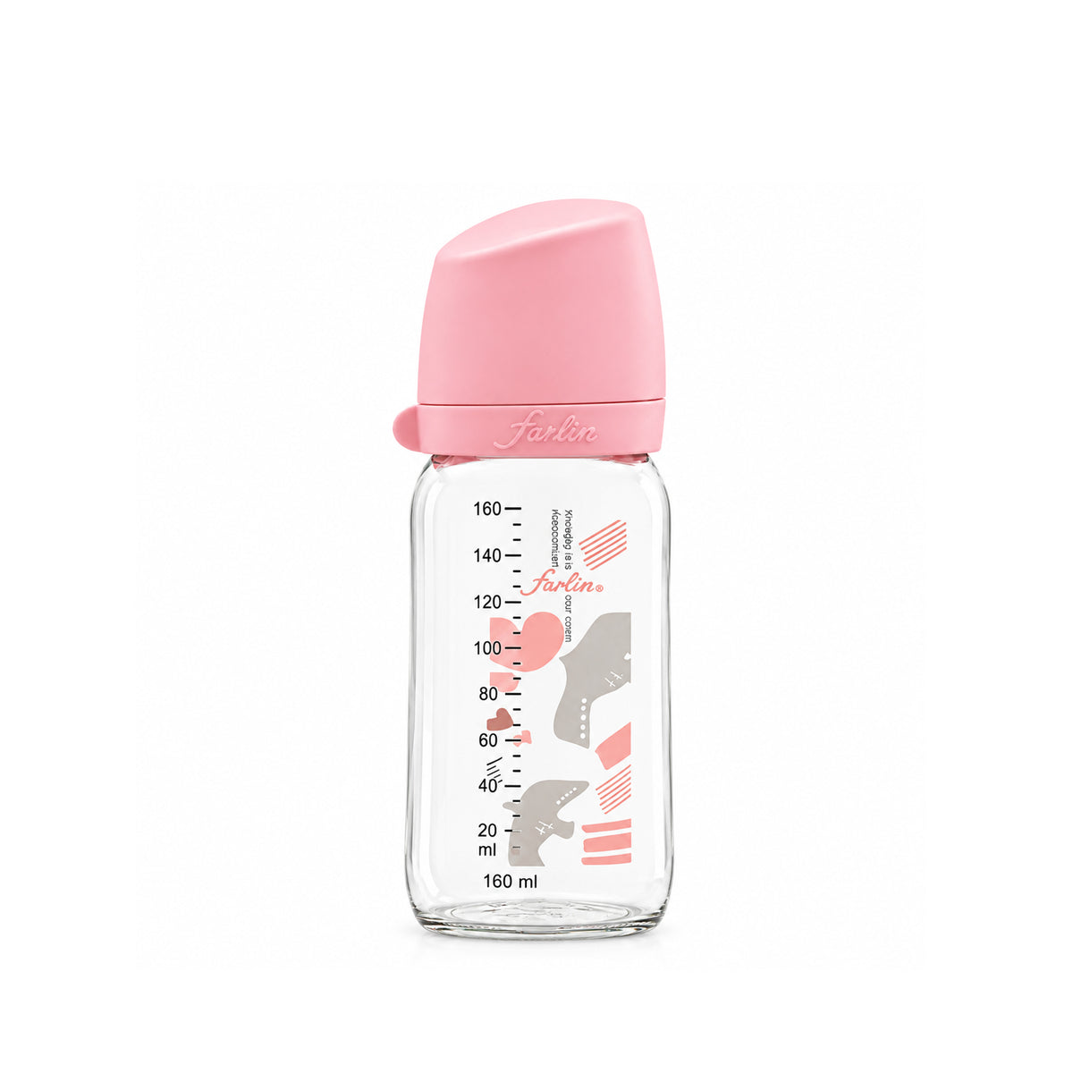 GLASS WIDE NECK FEEDER 160ML PINK