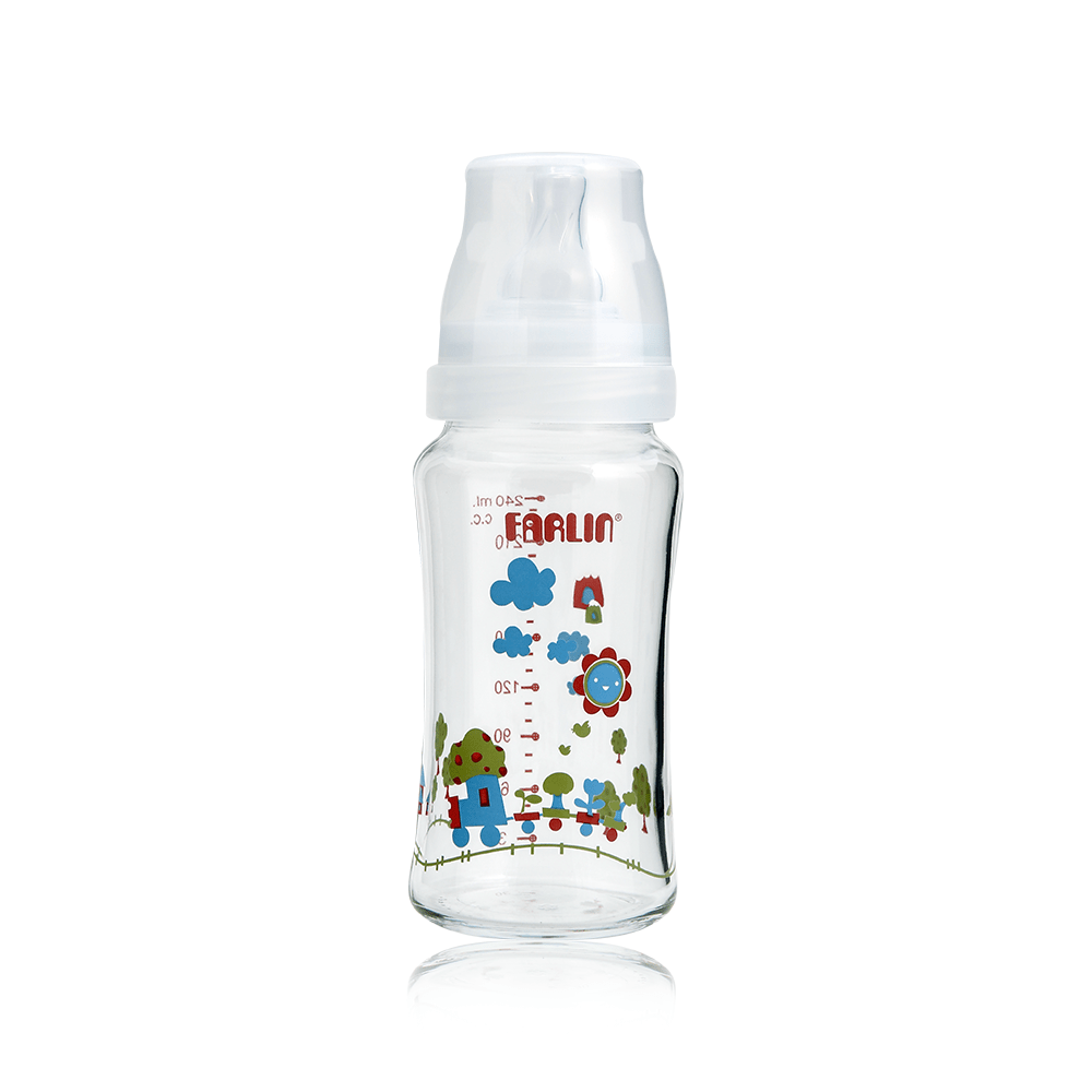 WIDE NECK GLASS FEEDING BOTTLE 240 ML