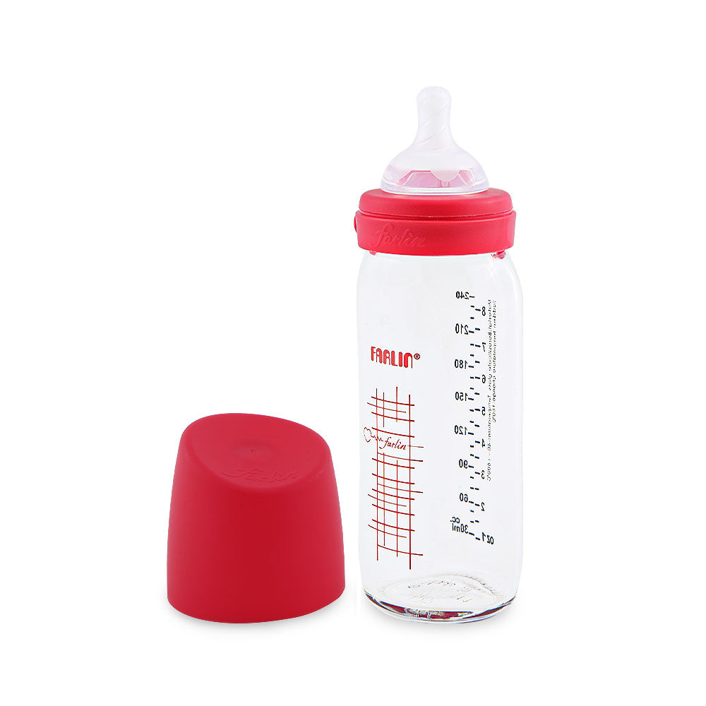 WIDE NECK GLASS FEEDER 240ML - RED